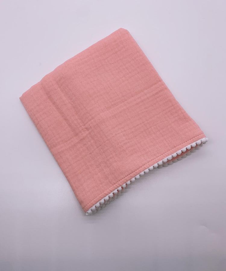 Baby pom pom cotton muslin handkerchief