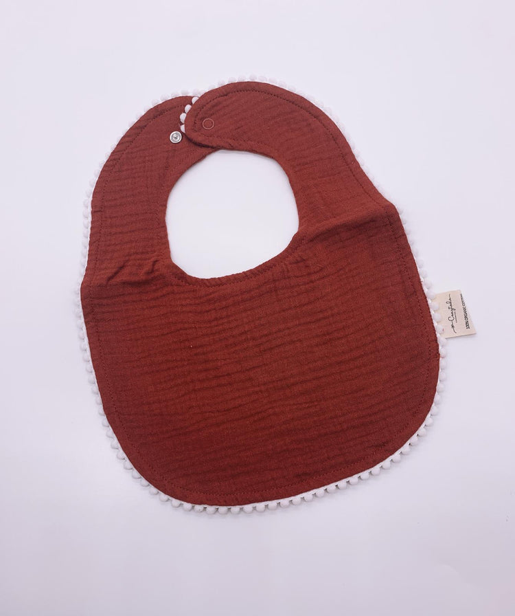 Baby pom pom cotton muslin bib