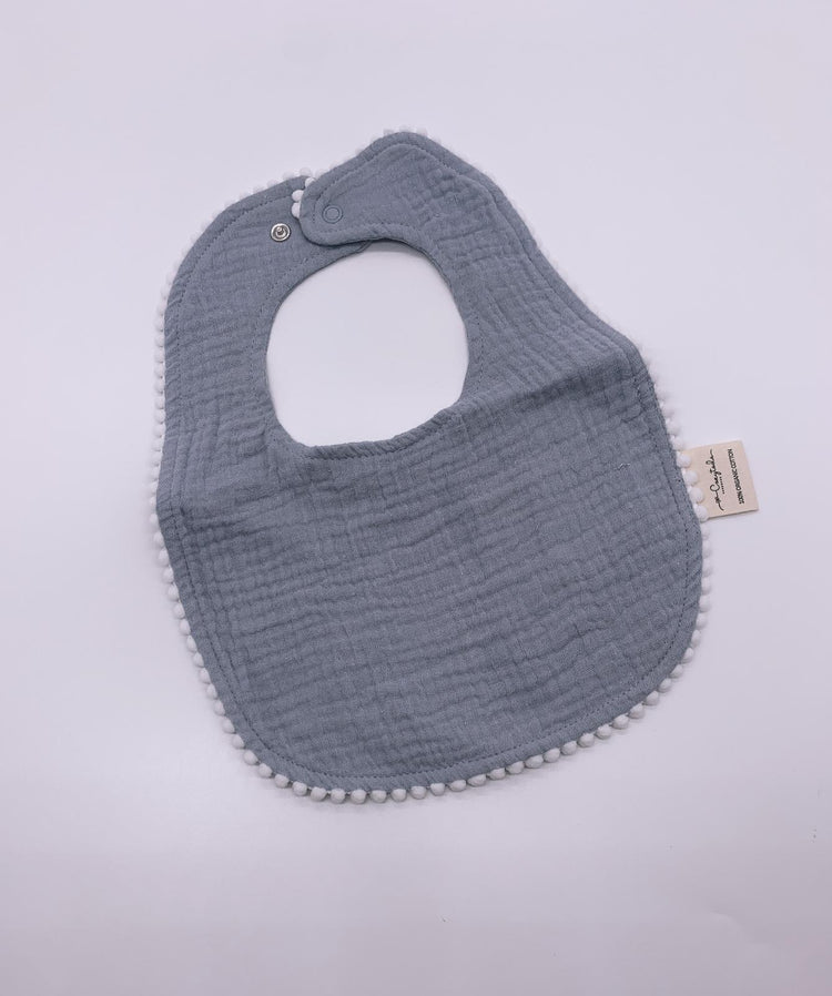 Baby pom pom cotton muslin bib