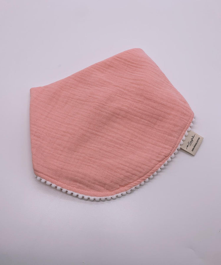 Baby pom pom double layer cotton muslin bib