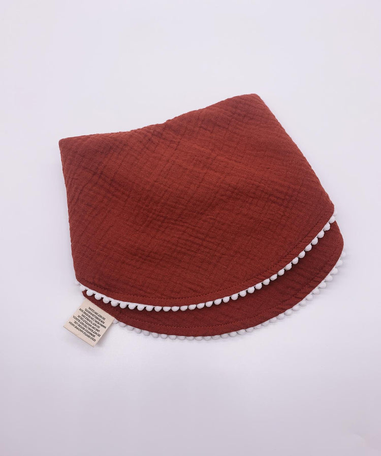 Baby pom pom double layer cotton muslin bib