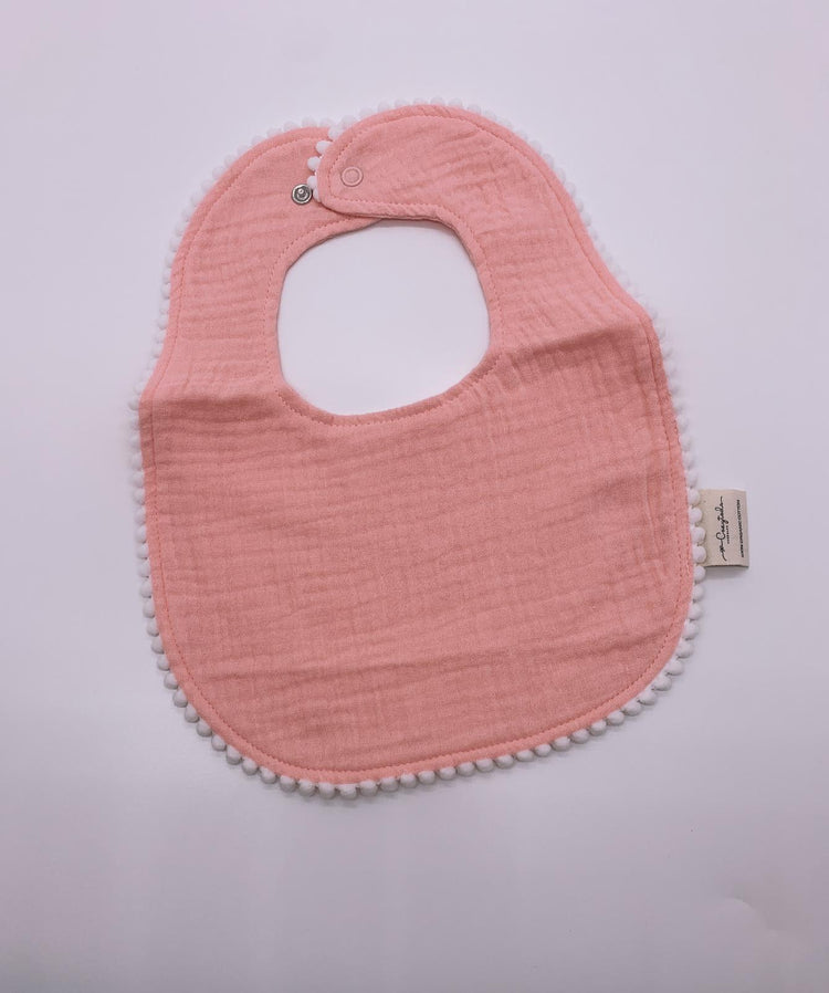 Baby pom pom cotton muslin bib