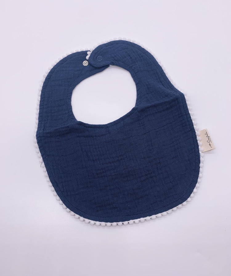 Baby pom pom cotton muslin bib