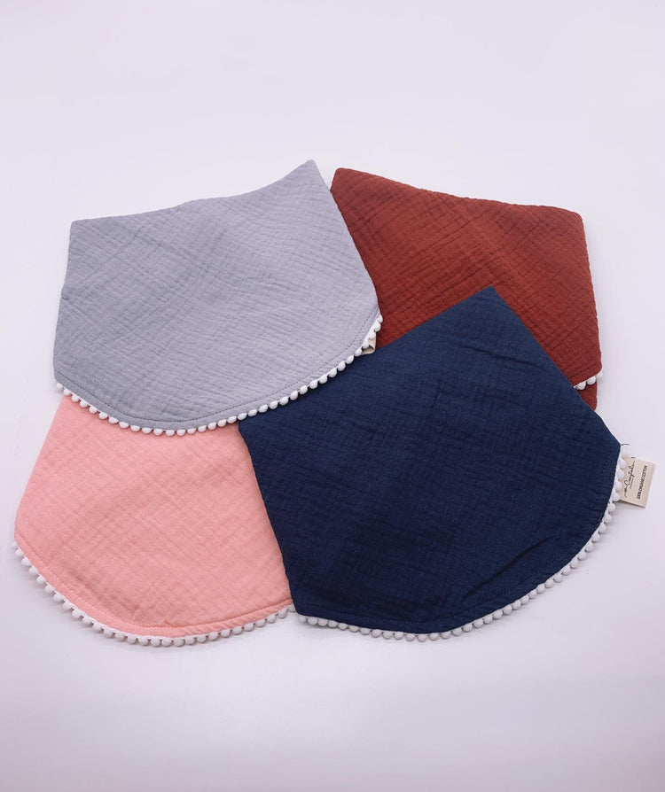 Baby pom pom double layer cotton muslin bib